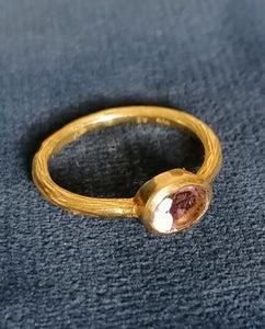 Bague argent doré et améthyste