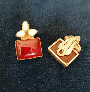 Paire de boucle d'oreille en argent, perles et pierre