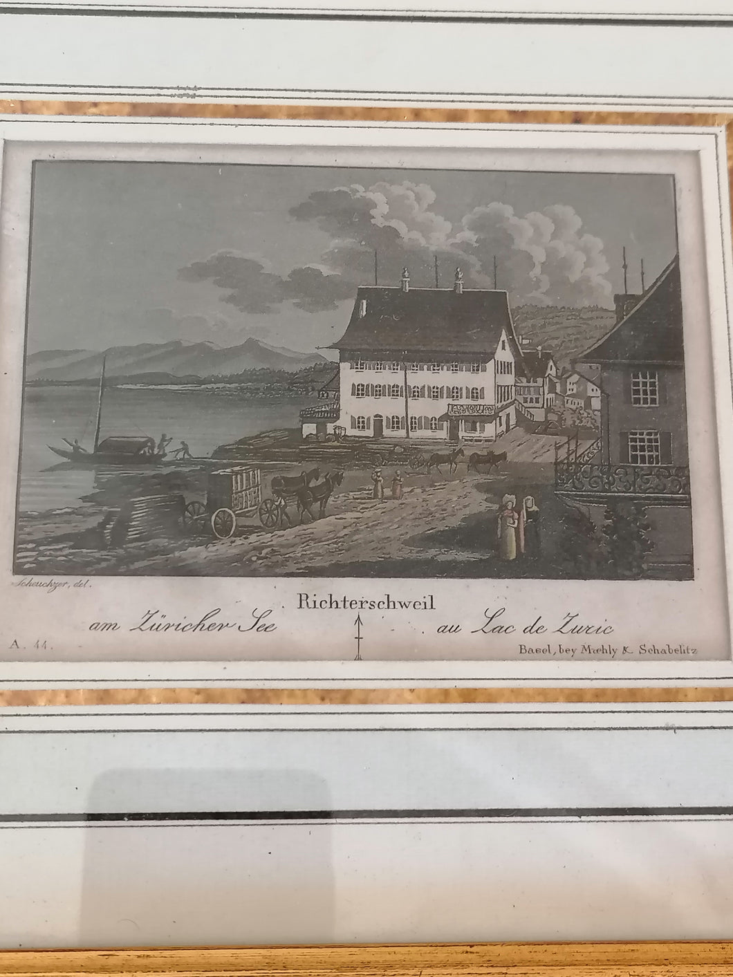 Gravure ancienne lac de Zurich
