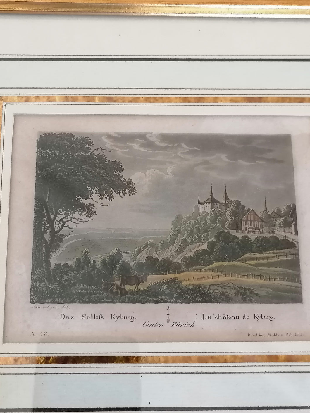 Gravure ancienne château canton de Zurich