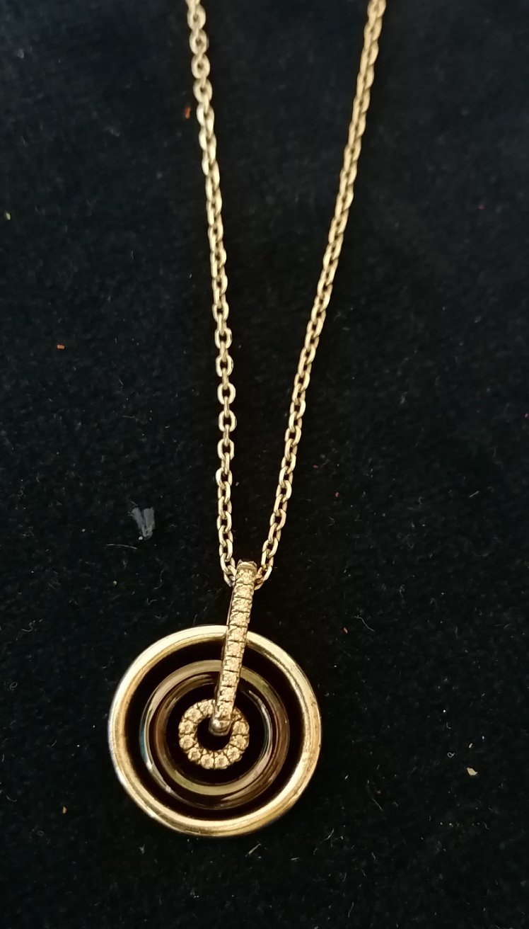 Pendentif argent et pierre, avec chaîne 