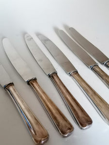 6 couteaux entre mets, manche argent