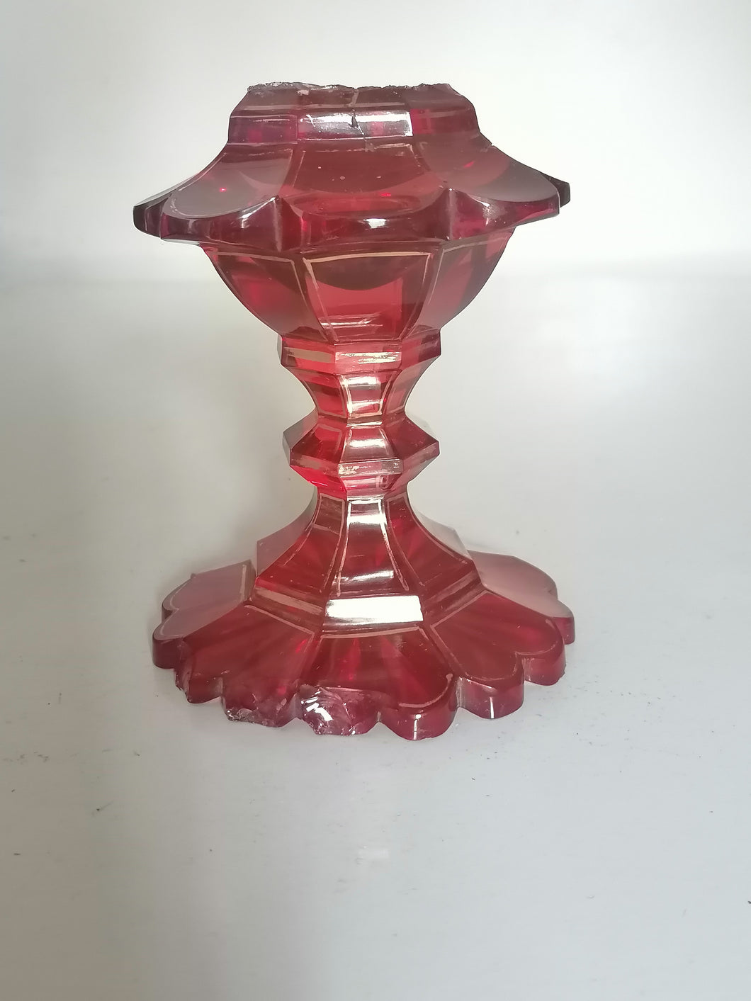 Pieds de lampe de table en cristal rouge, époque 18ème, 