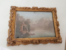 Charger l&#39;image dans la galerie, Chapelle de Guillaume Tell, huile sur carton 19ème, avec cadre en bois sculpté et doré
