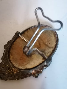 Ancien petit miroir à poser en laiton , 