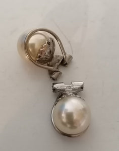 Clips d'oreilles en argent et perles, made in France