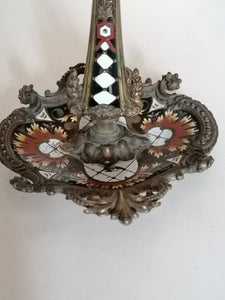 Bougeoir en bronze et peinture émaillé, travail fin