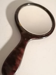 Miroir à main incrustée nacre et argent incrusté 19ème 