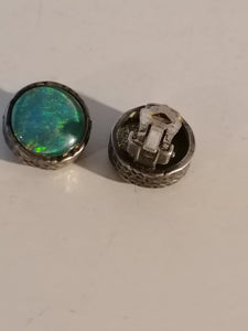 Opale et argent, clips d'oreille