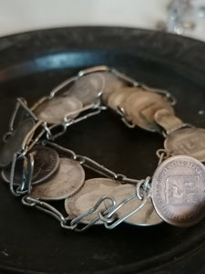 Bracelet en pièce de monnaie en argent Vénézuela année 50