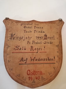 Peinture sur bois, souvenir 1943 signé Fontana