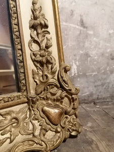 Miroir d'époque Napoléon III doré à la feuille et peint