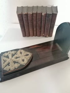 Porte livre ancien palissandre et laiton. Extensible
