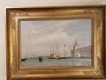 Charger l&#39;image dans la galerie, CALAME Arthur Jean-Baptiste 1843-1919 Venise vue d&#39;un port avec gondole. Huile sur toile signé
