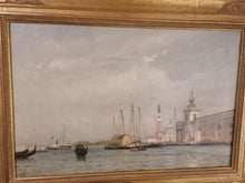 Charger l&#39;image dans la galerie, CALAME Arthur Jean-Baptiste 1843-1919 Venise vue d&#39;un port avec gondole. Huile sur toile signé
