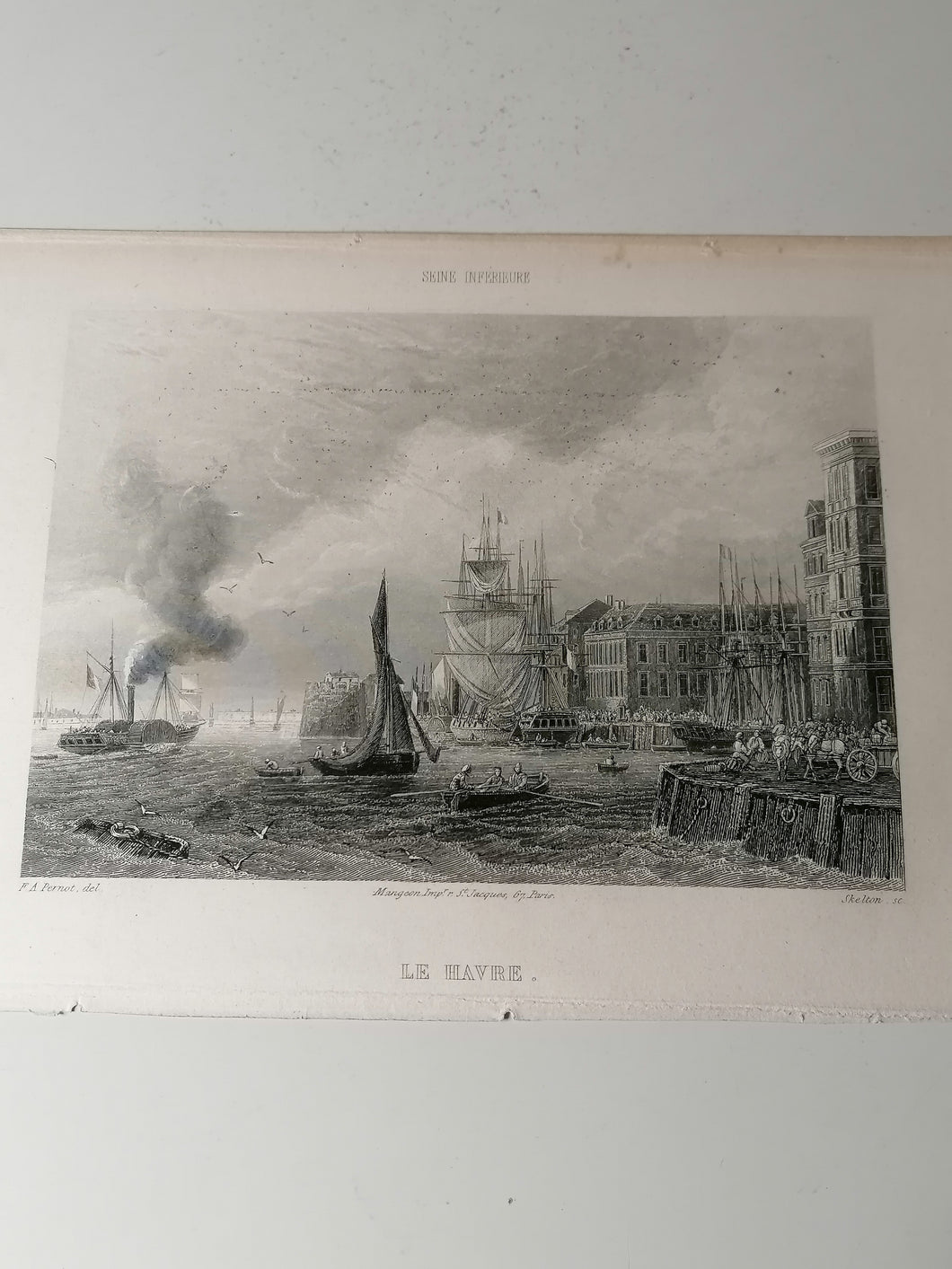 Port du Havre gravure ancienne. 