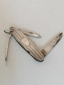 Élégant couteau de poche pliant, platines en argent