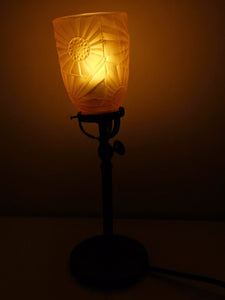 Lampe d'atelier industrielle inclinable, avec globe en verre Art Déco