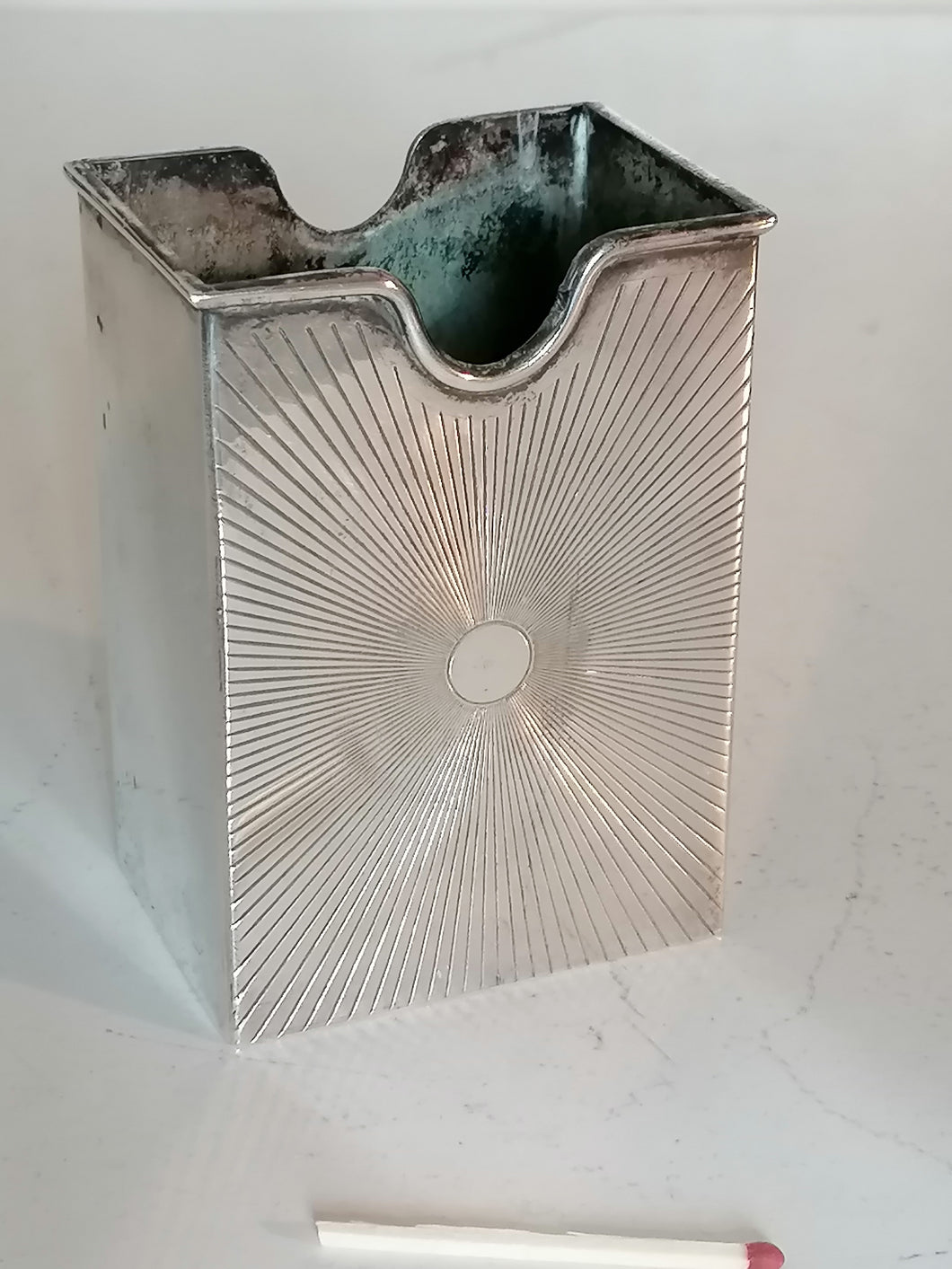 Porte jeux de carte, métal argenté