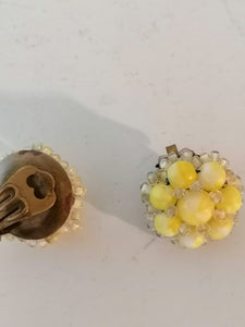 1960 clip d'oreille en verre jaune