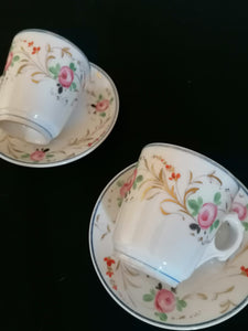Paire de tasse à café BRULOT 19ème porcelaine peinte à la main de paris pour bistrot