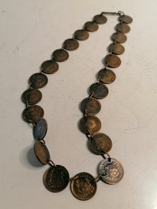 Collier ancien en pièce de 1 centime Suisse