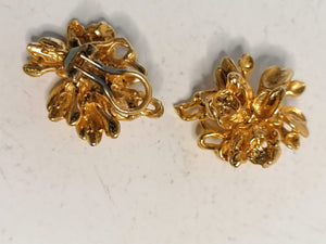 Paire de clip d'oreille en argent doré