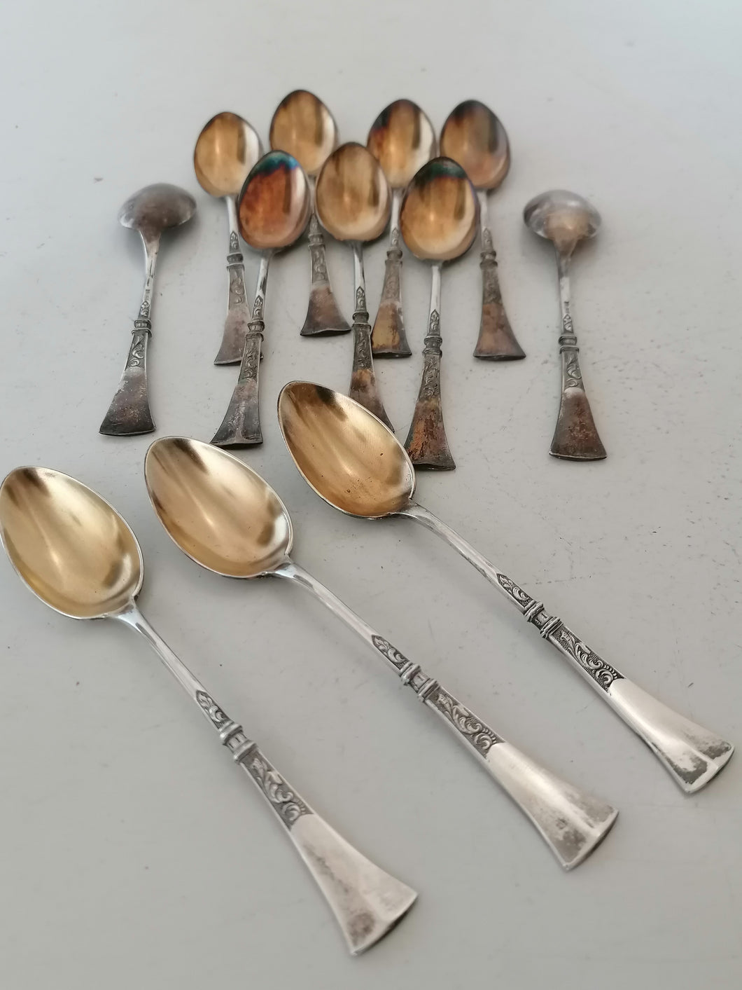Empire modèle, 12 cuillères à café argent massif Jezler 