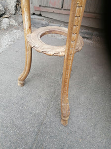 Sellette jardinière en bois sculptée et peint ancienne. 
