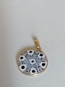 Murano pendentif argent doré et verre soufflé. 