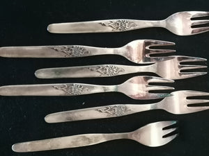 6 fourchettes à desserts, argenté Hedelweiss 