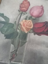 Charger l&#39;image dans la galerie, Huile sur carton, nature morte signé et daté 1940. Avec cadre doré. 
