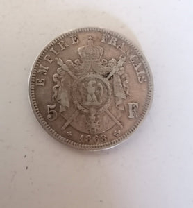 Napoléon III 5ff bb 1868 argent TB