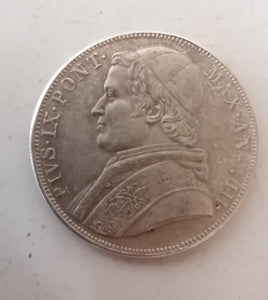 Reproduction monnaie papale argenté, 5 lire 