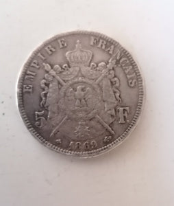Napoléon III 5 franc 1869 argent TB TTB