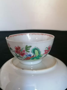 Sous coupe et bol porcelaine famille rose compagnie des Indes. 