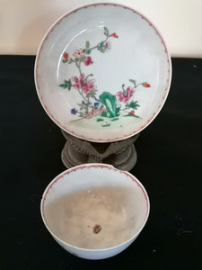 Sous coupe et bol porcelaine famille rose compagnie des Indes. 