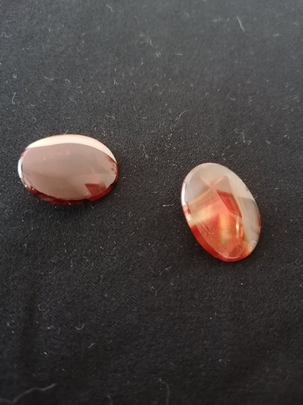 Paire de clip d'oreille cornaline et fermoir argent