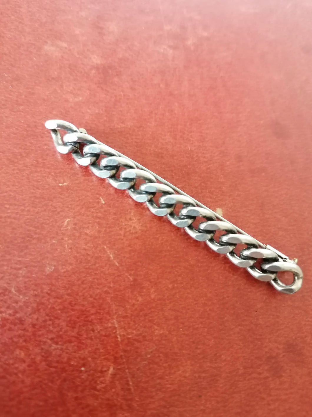 Broche maille de gourmette argenté