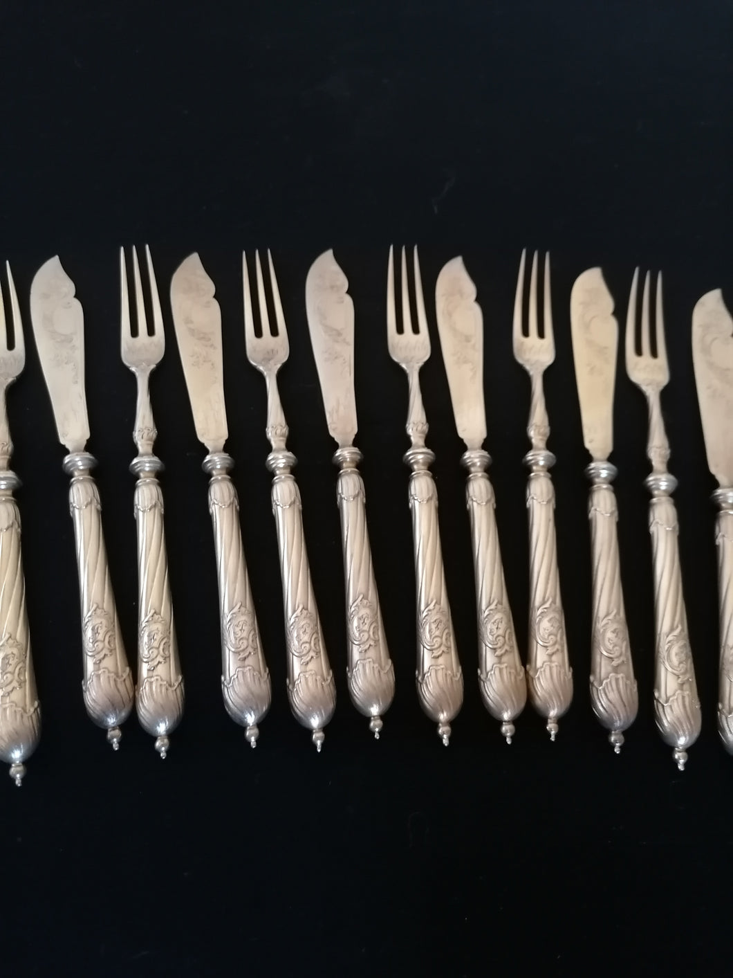 Magnifique service à dessert en argent doré Allemand , orfèvre Wilkens  vers 1900.