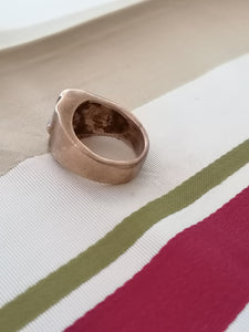 Bague masque en bronze. Bijoux créateur non signé