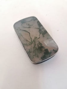 Boîte pyrogène pour allumette, en Agate dendritique et chrome.