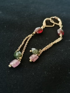Paire de Boucle d'oreille doré et petite pierre taillé
