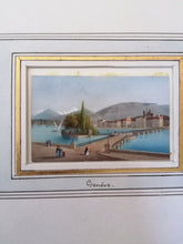Charger l&#39;image dans la galerie, Vue de Genève Île Rousseau, gravure réhaussé, fin XIXe
