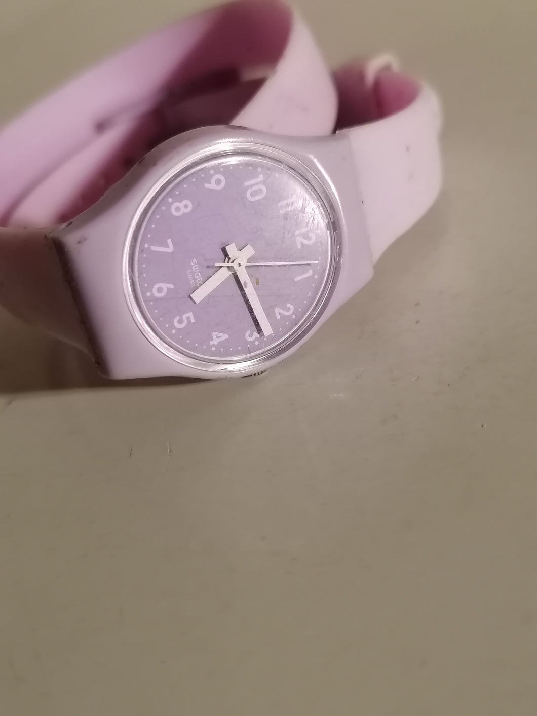 Swatch mauve double bracelet année 2010