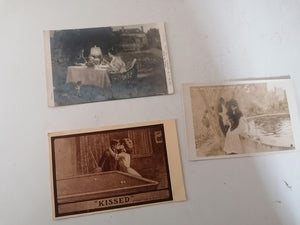 Lot de 3 cartes postales romantique vers 1900