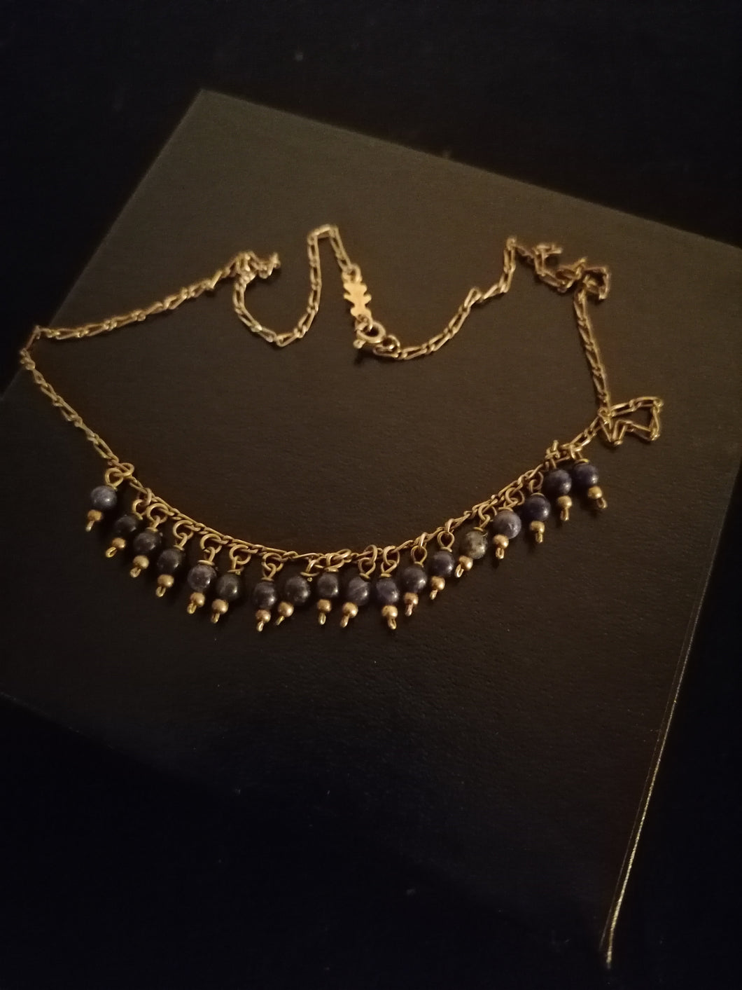 Collier chaîne argent et perles en pierre