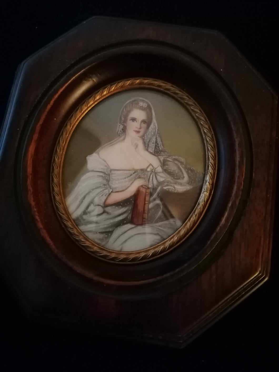 Henriette Nattier miniature peinte à la main avec cadre,