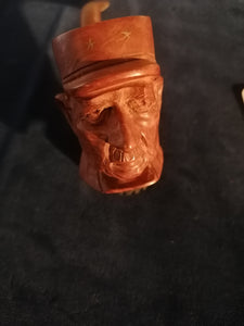 St Claude France Pipe ancienne Charle De Gaulle en bois sculpté