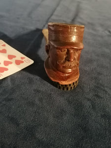 Pipe ancienne en bois sculpté, général Français 14-18, 